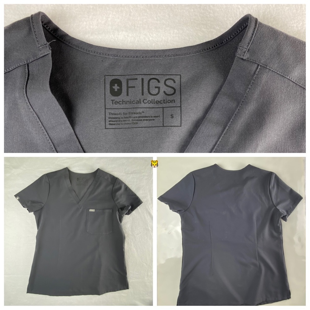 Figs Scrub Grey Top Small